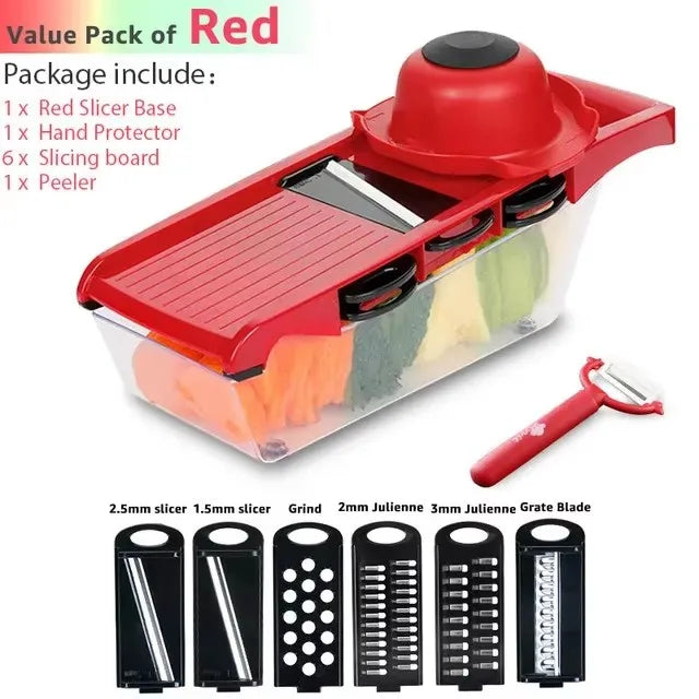 Multifunctional Vegetable Chopper – 9-in-1 Manual Food Slicer & Cutter for Fruits, Potatoes, Cheese, and Onions